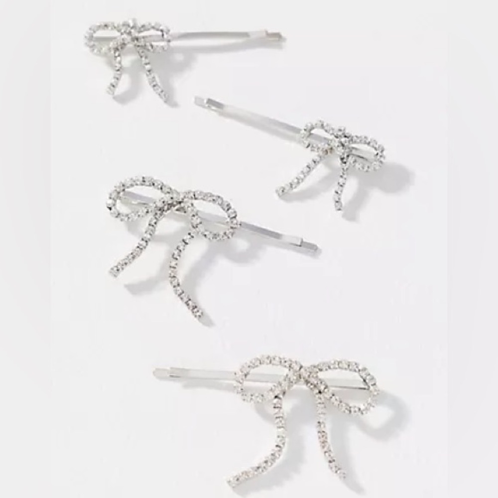 ANTHROPOLOGIE Rhinestone bow hair clips (set of 2)